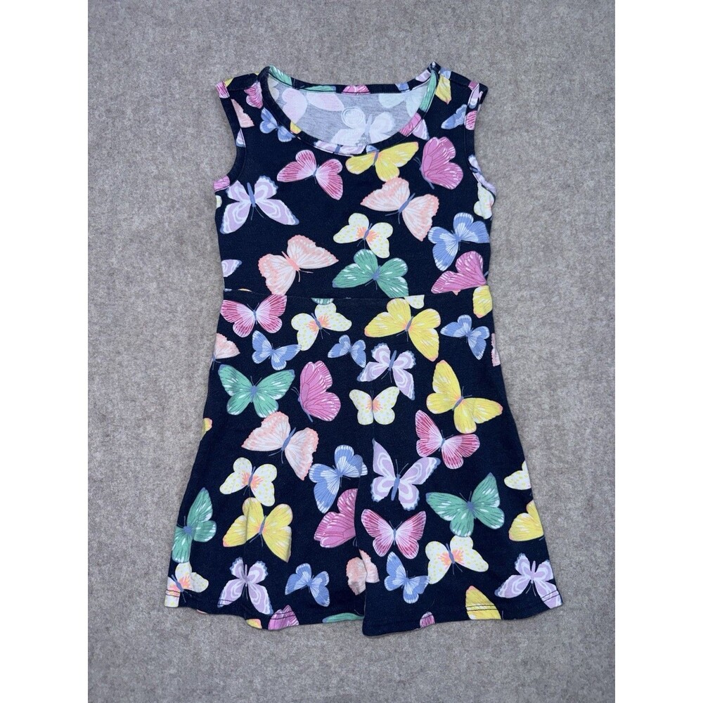 Wonder Nation Girls XS (4-5) Sleeveless Fit & Flare Dress Blue Butterfly